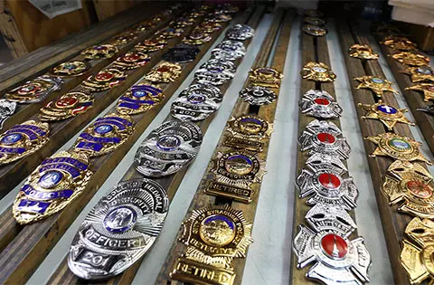 Badges on table